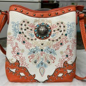 Coach Orange and White Crossbody Bag